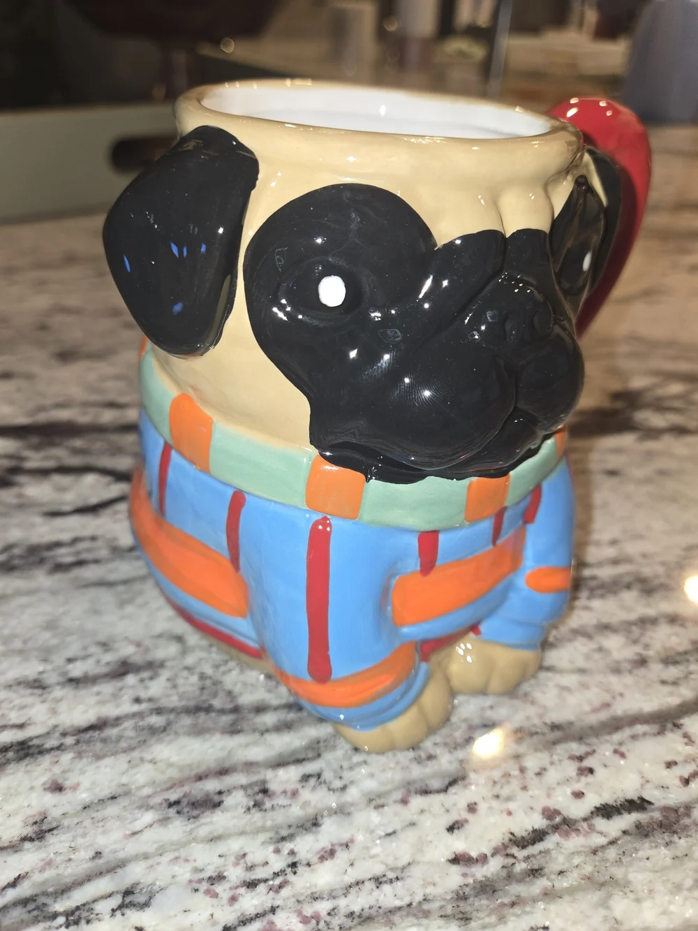 Boston Warehouse Fun Pugly Sweater Pug Dog 18oz Coffee Mug Tea Cup 3D